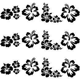 GORGECRAFT Hibiscus Flowers Car Decals Hawaiian Stickers White Vinyl Automotive Exterior Decoration for SUV Truck Motorcycle Doors Walls Laptop