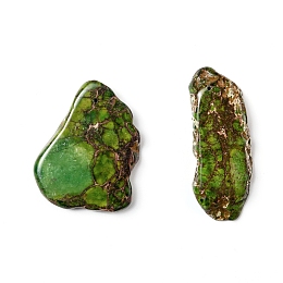 Honeyhandy Natural Regalite/Imperial Jasper/Sea Sediment Jasper Pendants, Nuggets, Dyed, Green, 34~52x20~33x5~5.5mm, Hole: 1.2mm