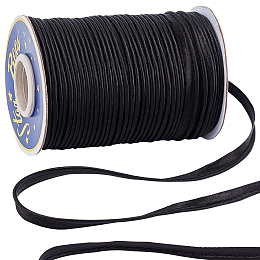 GORGECRAFT 60 Yards Maxi Piping Trim Sewing Bias Tape Flat Drawstring Cord Replacement Polyester Ribbon Lip Cord Trim by The Yard for Sewing Trimming Upholstery (Black)