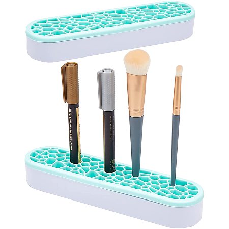 GORGECRAFT Silicon Sew Store Organizers Diamond Painting Pen Holder Makeup Brush Organizer Multipurpose Stash Storage Stand for Cosmetic Pen Pencils Painting Brushes Tools(Green)