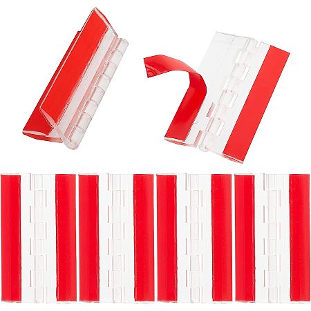 AHANDMAKER 6 Pcs Self Adhesive Clear Acrylic Hinges, No Glue Required, 75 mm Continuous Piano Hinge, for DIY Transparent Box, Storage Box, Display Stand