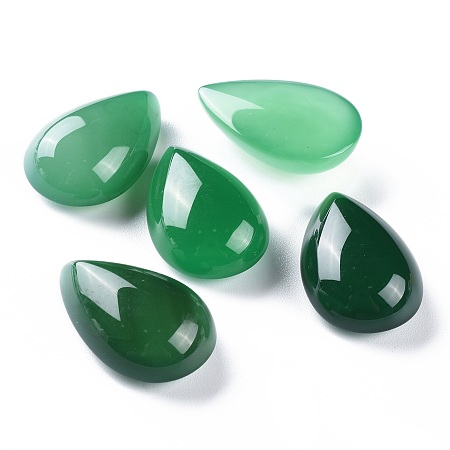 ARRICRAFT Natural Green Onyx Agate Cabochons, Teardrop, Dyed & Heated, 16x12x6mm