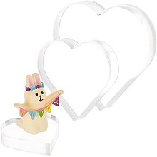 FINGERINSPIRE 3 Sizes Acrylic Display Block 1.6/1.9/2.7 inch Heart Shape Clear Polished Acrylic Display Base Solid Acrylic Cube Jewelry Stand Ring Showcase Holder Base for Collectibles Home Decor