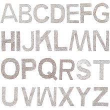 GORGECRAFT 1.8 Inch High Glitter Rhinestone Alphabet Letter Stickers 26 Letters A-Z Self-Adhesive Sticker Iron-on Word Stickers for Cars Arts Crafts Clothing DIY Decoration (White)