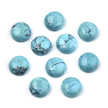 Honeyhandy Natural Howlite Cabochons, Half Round/Dome, Dyed & Heated, Turquoise, 8x3~4mm