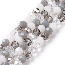 Glass Beads Strands, Faceted, Round, Gray, 5.5~6.5mm, Hole: 1~1.2mm, about 95pcs/strand, 20.47''(52cm)