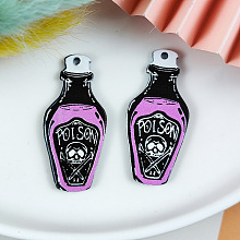 Honeyhandy Halloween Themed Printed Acrylic Pendants, Bottle, 42.5x20x2.5mm, Hole: 2mm