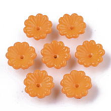 ARRICRAFT Opaque AS Plastic Bead Caps, 5-Petal, Flower, Orange, 13x7.5mm, Hole: 1.2mm, about 1800pcs/500g