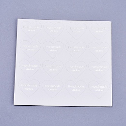 Honeyhandy Valentine's Day Sealing Stickers, Label Paster Picture Stickers, for Gift Packaging, Heart with Word Handmade with Love, White, 28x32mm