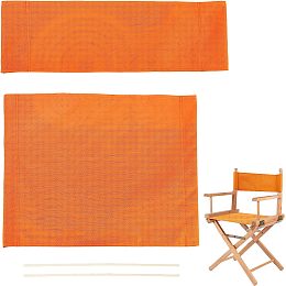 AHANDMAKER 1 Set Chair Replacement Canvas, Orange Casual Directors Chair Cover Kit Replacement Canvas Seat and Back with Wood Stick Easy to Clean for Director Makeup Chair, 18.7x15.16/20.47x6.69 inch