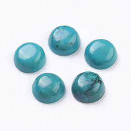 Honeyhandy Natural Howlite Cabochons, Half Round, Dyed, Turquoise, 8x4mm