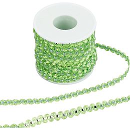 GORGECRAFT 27.3Yds RIC Rac Trim Braided Ribbon 0.3" Wave Sewing Bending Fringe Trim Metallic Yarn Lace Ribbons Green Yellow Wrapping Fabric Elastic Ribbon Lace Zig Zag Craft for Clothes Sewing Wedding