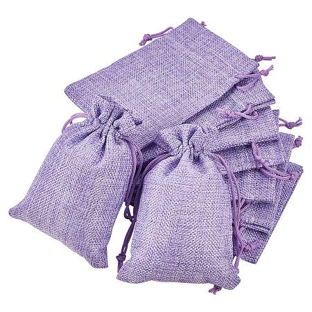 BENECREAT 30PCS Burlap Bags with Drawstring Gift Bags Jewelry Pouch for Wedding Party Treat and DIY Craft - 5.5 x 3.9 Inch, Purple