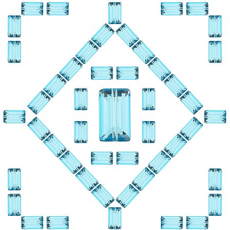 SUNNYCLUE 1 Box 50Pcs 14mm Austrian Rectangle Crystal Beads Imitation Faceted Beads Geometric Loose Spacer Bead for Adults DIY Jewellery Making Earring Bracelet Necklace, Deep Sky Blue