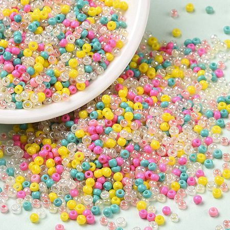 Opaque Glass Seed Beads, Round Hole, Rondelle, Mixed Color, 1.8~2x1.3~1.5mm, Hole: 0.7mm, about 56250pcs/pound