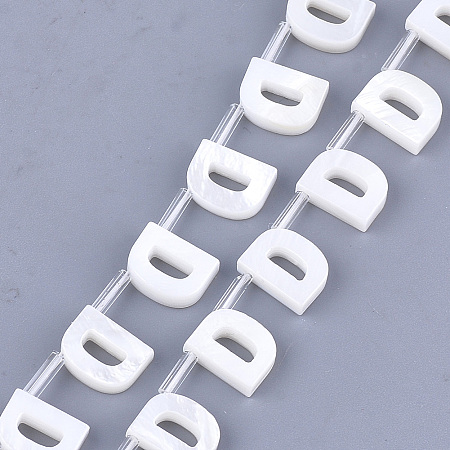 Honeyhandy Natural Freshwater Shell Beads, Top Drilled Beads, White, Letter.D, 10x7.5x3mm, Hole: 0.8mm