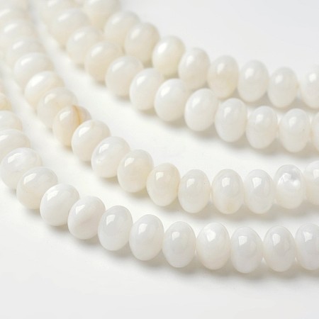 ARRICRAFT Dyed Natural Freshwater Shell Rondelle Bead Strands, Old Lace, 6x4mm, Hole: 1mm, about 91pcs/strand, 15.6 inches