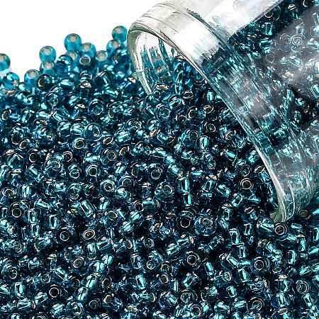 Honeyhandy TOHO Round Seed Beads, Japanese Seed Beads, (23BD) Aqua Silver Lined, 11/0, 2.2mm, Hole: 0.8mm, about 1103pcs/10g