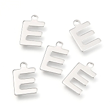 Honeyhandy 201 Stainless Steel Charms, Alphabet, Letter.E, 12x7.8x0.6mm, Hole: 1.4mm