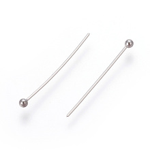 Honeyhandy 304 Stainless Steel Ball Head Pins, Stainless Steel Color, 19x0.5mm, 24 Gauge, Head: 1.7mm