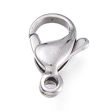 Honeyhandy 316 Surgical Stainless Steel Lobster Claw Clasps, Manual Polishing, Stainless Steel Color, 12.8x8.4x3.7mm, Hole: 1.5mm