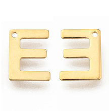 Honeyhandy 304 Stainless Steel Charms, Letter, Initial Charms, Letter.E, 11x6~12x0.8mm, Hole: 1mm