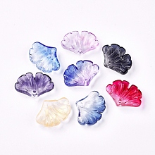 Honeyhandy Transparent Glass Pendants, with Glitter Powder, Leaf, Mixed Color, 14.5x20x4.5mm, Hole: 1.5mm