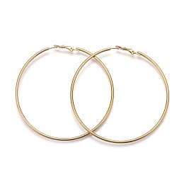 Honeyhandy 201 Stainless Steel Hoop Earrings, Hypoallergenic Earrings, Ring Shape, Golden, 12 Gauge, 69x69x2mm, Pin: 1mm