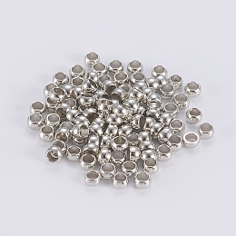 Honeyhandy Brass Crimp Beads, Rondelle, Platinum, 4x1.5mm, Hole: 2.5mm, about 100pcs/bag