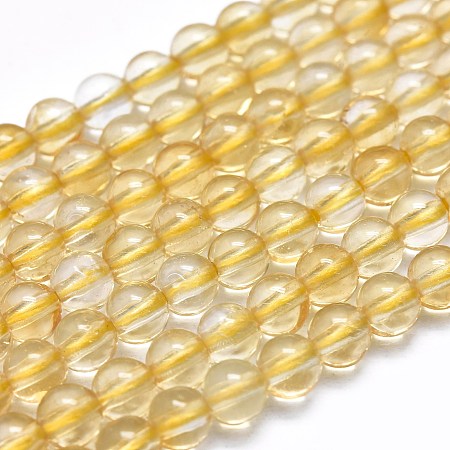 ARRICRAFT Natural Citrine Beads Strands, Round, Dyed & Heated, 3.5~4mm, Hole: 0.5mm, about 123pcs/Strand, 15.55 inches(39.5cm)