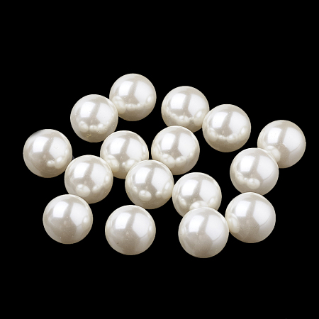Honeyhandy Eco-Friendly Plastic Imitation Pearl Beads, High Luster, Grade A, No Hole Beads, Round, Seashell Color, 6mm
