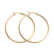 Honeyhandy 201 Stainless Steel Big Hoop Earrings, with 304 Stainless Steel Pins, Ring Shape, Golden, 45.5x2mm, 12 Gauge, Pin: 1x0.7mm