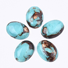 Honeyhandy Assembled Synthetic Imperial Jasper and Bronzite  Cabochons, Dyed, Oval, Cyan, 25~25.5x18~18.5x7~7.5mm