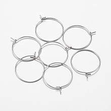 Honeyhandy 304 Stainless Steel Hoop Earrings Findings, Wine Glass Charms Findings, Stainless Steel Color, 23x20x0.7mm, 21 Gauge