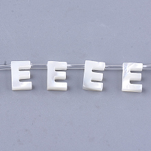 Honeyhandy Sea Shell Beads, Top Drilled Beads, Letter, Letter.E, 10x7x3mm, Hole: 0.8mm