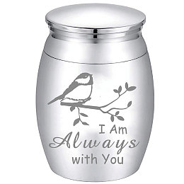 CREATCABIN Alloy Cremation Urn Kit, with Disposable Flatware Spoons, Silver Polishing Cloth, Velvet Packing Pouches, Bird Pattern, 40.5x30mm, 1pc