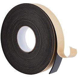 BENECREAT 32FT Self Adhesive Foam Strip Black Single Sided Weather Stripping Foam Seal Tape for Window Door Insulation (1.57" Wide, 0.12" Thick)