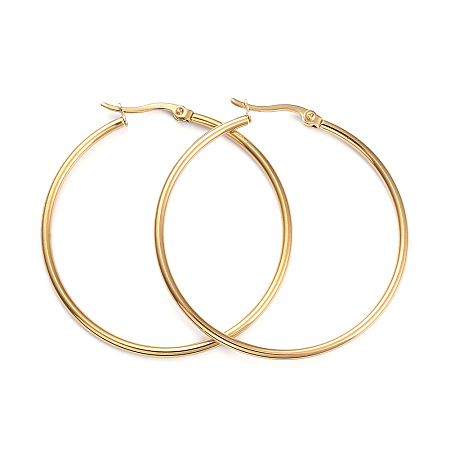 Honeyhandy 201 Stainless Steel Big Hoop Earrings, with 304 Stainless Steel Pins, Ring Shape, Golden, 45.5x2mm, 12 Gauge, Pin: 1x0.7mm