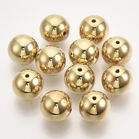 Honeyhandy CCB Plastic Beads, Round, Gold, 16x15.5mm, Hole: 1.6mm