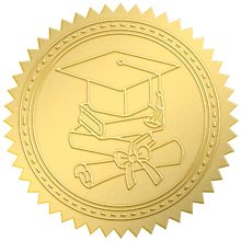 CRASPIRE Embossed Graduation Cap Diploma Gold Certificate Seals Self Adhesive Embossed Seals Gold Stickers 100pcs Medal Decoration Labels for Envelopes Diplomas Certificates Awards Graduation