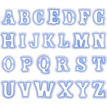 BENECREAT Alphabet Cookie Cutters 2.5 Inch Small Plastic Fondant Cutters Resin Mold Blue Letter Shape Cookie Cutters for DIY Biscuit Baking Cake Tool Fondant Moulds, 26-Piece