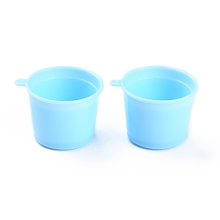 Honeyhandy Mini Plastic Cup Model, Miniature Landscape Kitchen Dollhouse Accessories Decorations, Light Sky Blue, 33.5x29.5x22.5mm, Hole: 1.4mm, Inner Diameter: 23mm