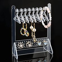 PandaHall Elite 64 Holes Earring Holder Stand, Acrylic Coat Hanger Earring Holder Rack Unique Earring Display Dangle Ear Stud OrganizerA for Earring Retail Show Personal Exhibition, Clear, 4.7x2.3x5.8”