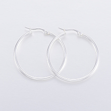 Honeyhandy 304 Stainless Steel Hoop Earrings, Hypoallergenic Earrings, Silver, 36x35x2mm, 12 Gauge, Pin: 1x0.8mm