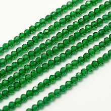 Honeyhandy Faceted Natural Quartz Beads Strands, Dyed, Round, Green, 2mm, Hole: 0.5mm, about 200pcs/strand, 15.5 inch(39.5cm)