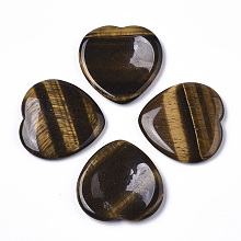 ARRICRAFT Natural Tiger Eye Thumb Worry Stone, Pocket Palm Stones, for Healing Reiki Stress Relief, Heart Shape, 39~40x39~40x5~6mm