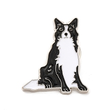 Honeyhandy Dog Enamel Pin with Brass Butterfly Clutches, Alloy Badge for Backpack Clothing, Border Collie, 27.5x23x10mm, Pin: 1.1mm