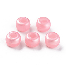 Honeyhandy Plastic Pearlized Beads, Barrel, Pearl Pink, 9x6mm, Hole: 3.5mm, about 1900pcs/500g.