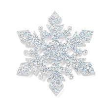 Christmas Theme Acrylic Pendants, Silver, Snowflake, 45x39x2.5mm, Hole: 1.4mm