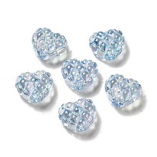 Honeyhandy Transparent Acrylic Beads, Heart, Steel Blue, 17.2~17.4x20~20.4x9.6mm, Hole: 3~3.2mm